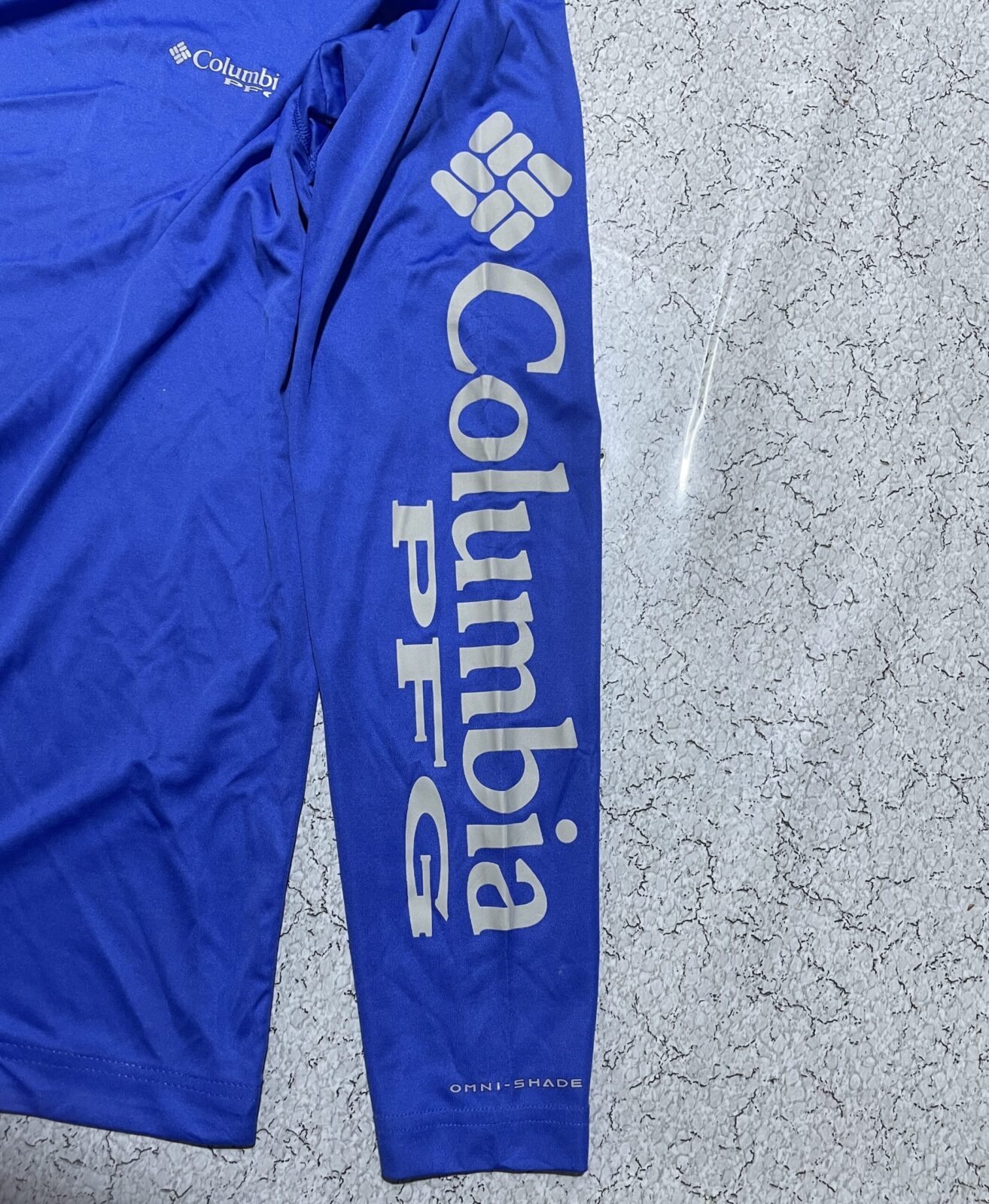 Columbia PFG Blue Hoodie detail view