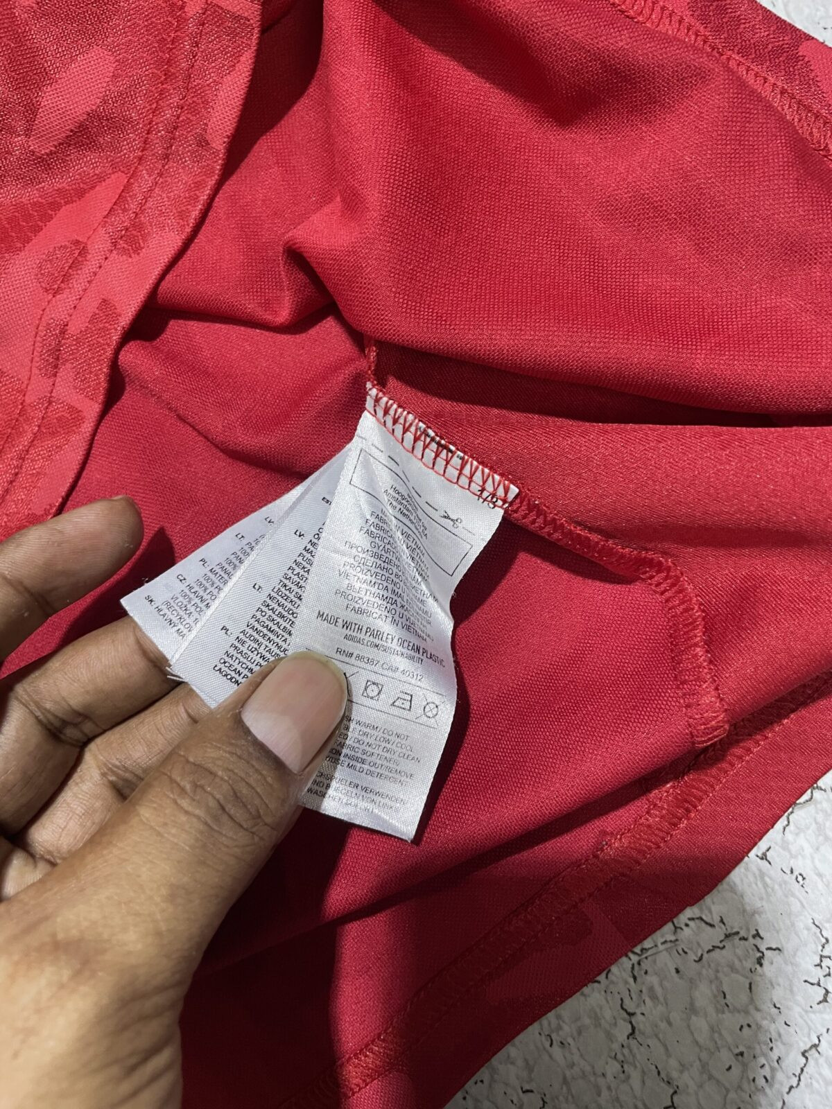 Adidas Red Jersey back view
