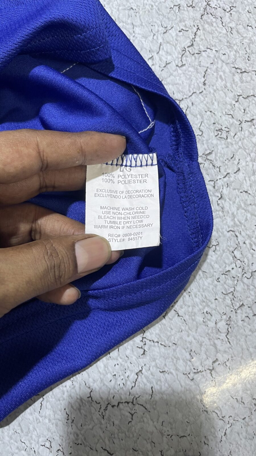 Blue Jersey back view