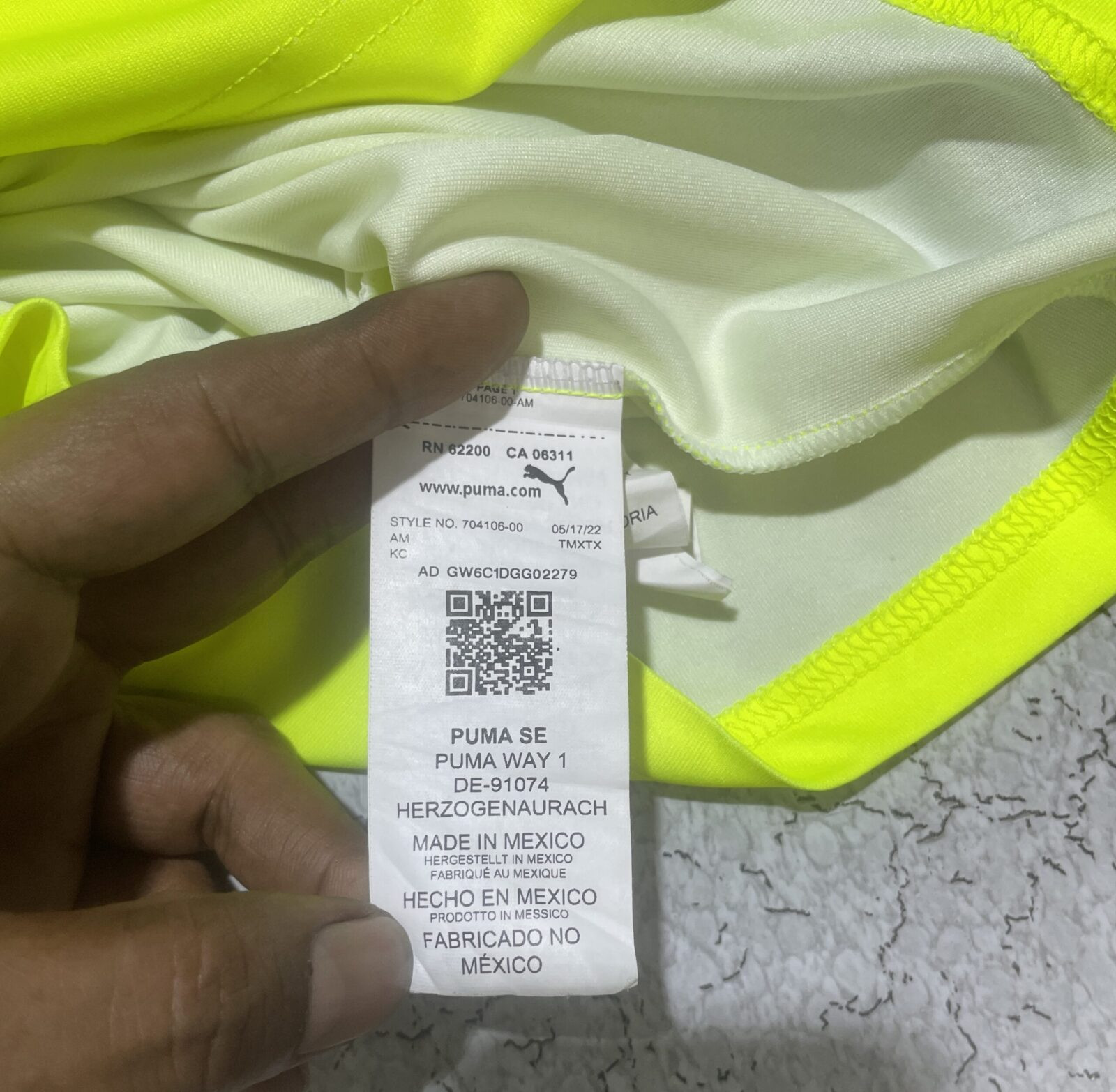 Puma Yellow Jersey back view