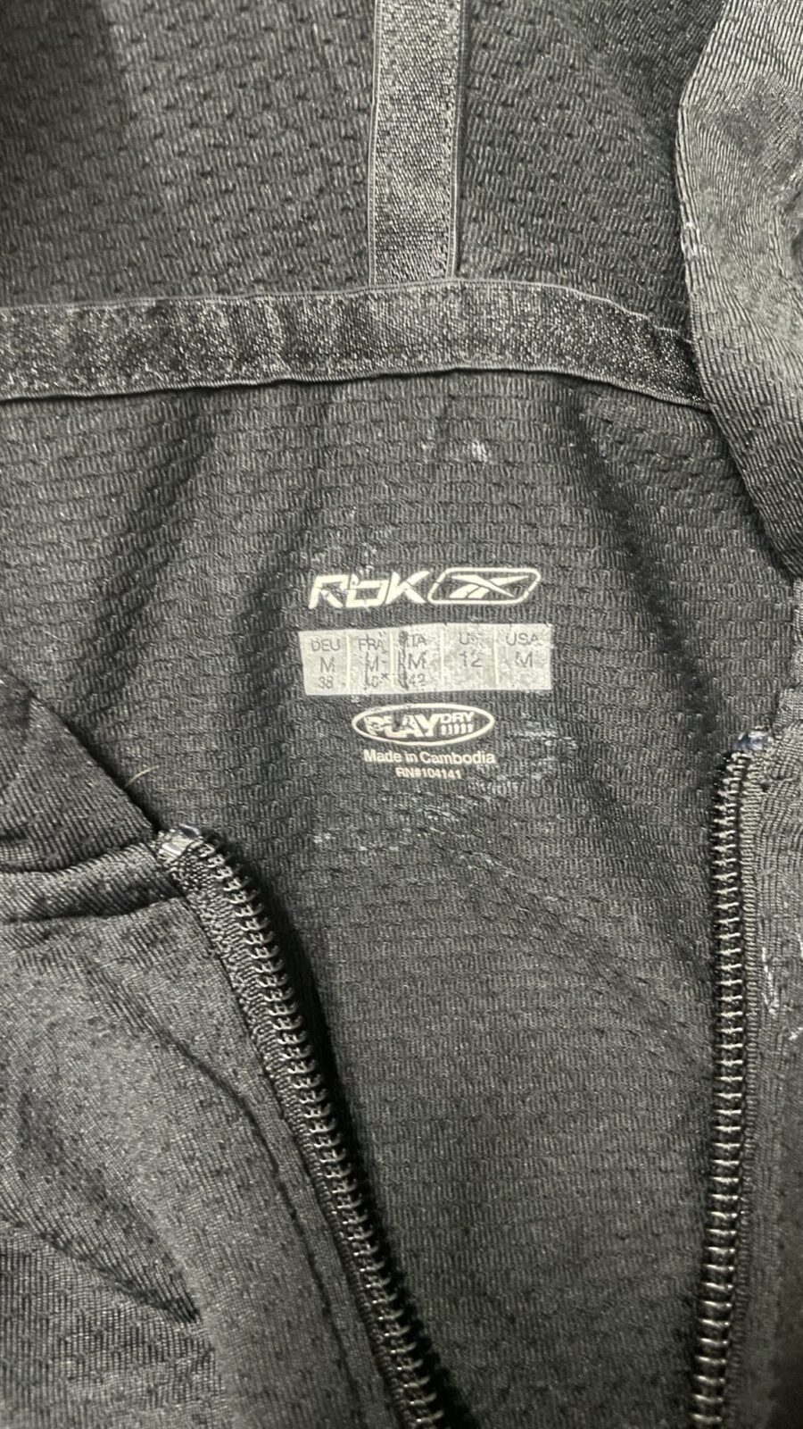 Reebok Black Track Jacket detail view