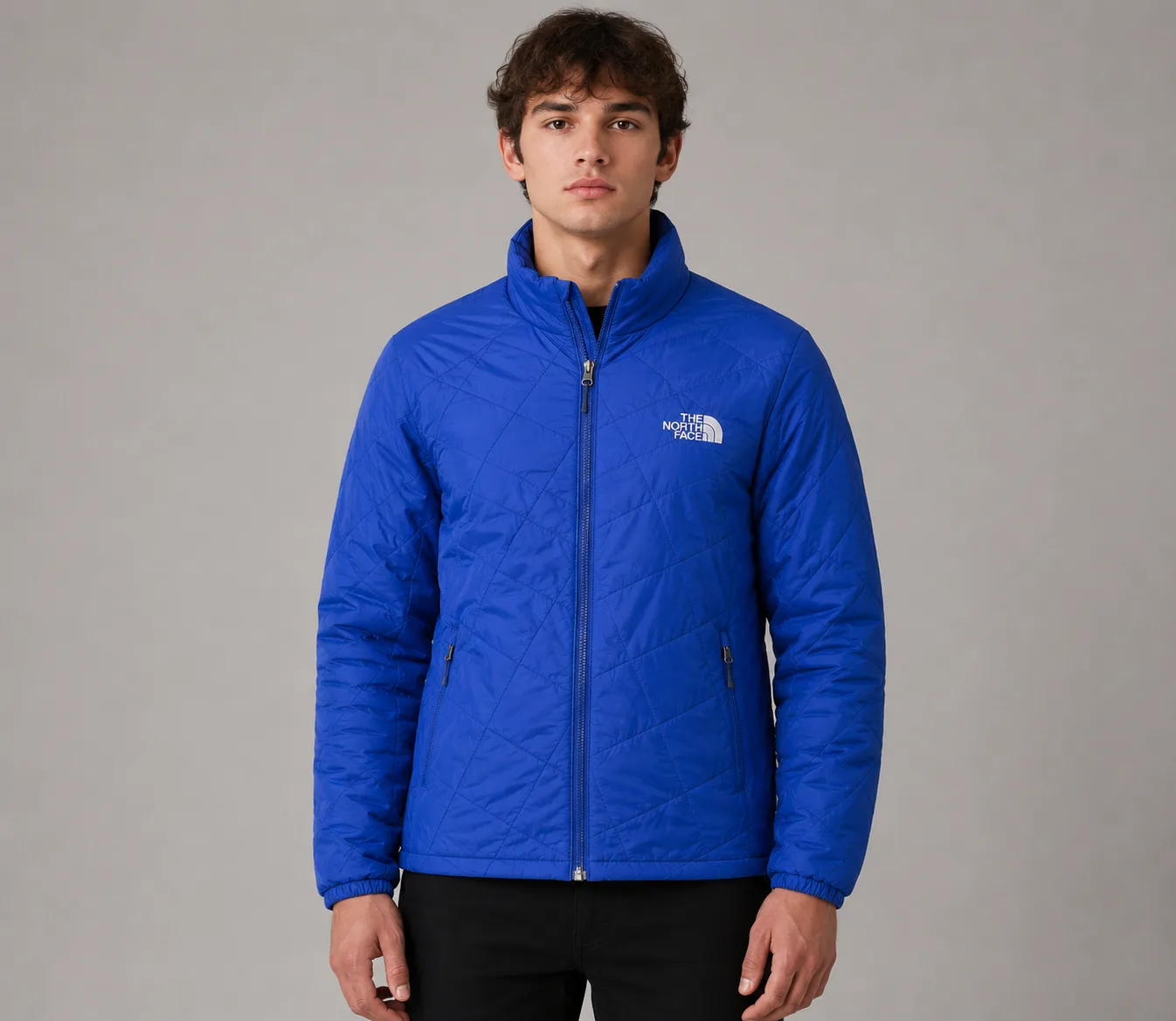 The North Face Blue Puffer Jacket front view