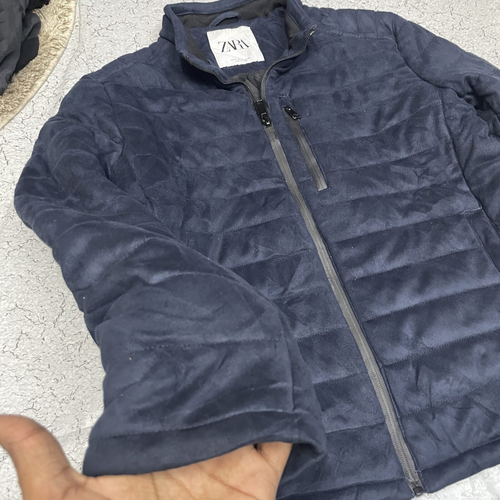 Zara Navy Jacket detail view