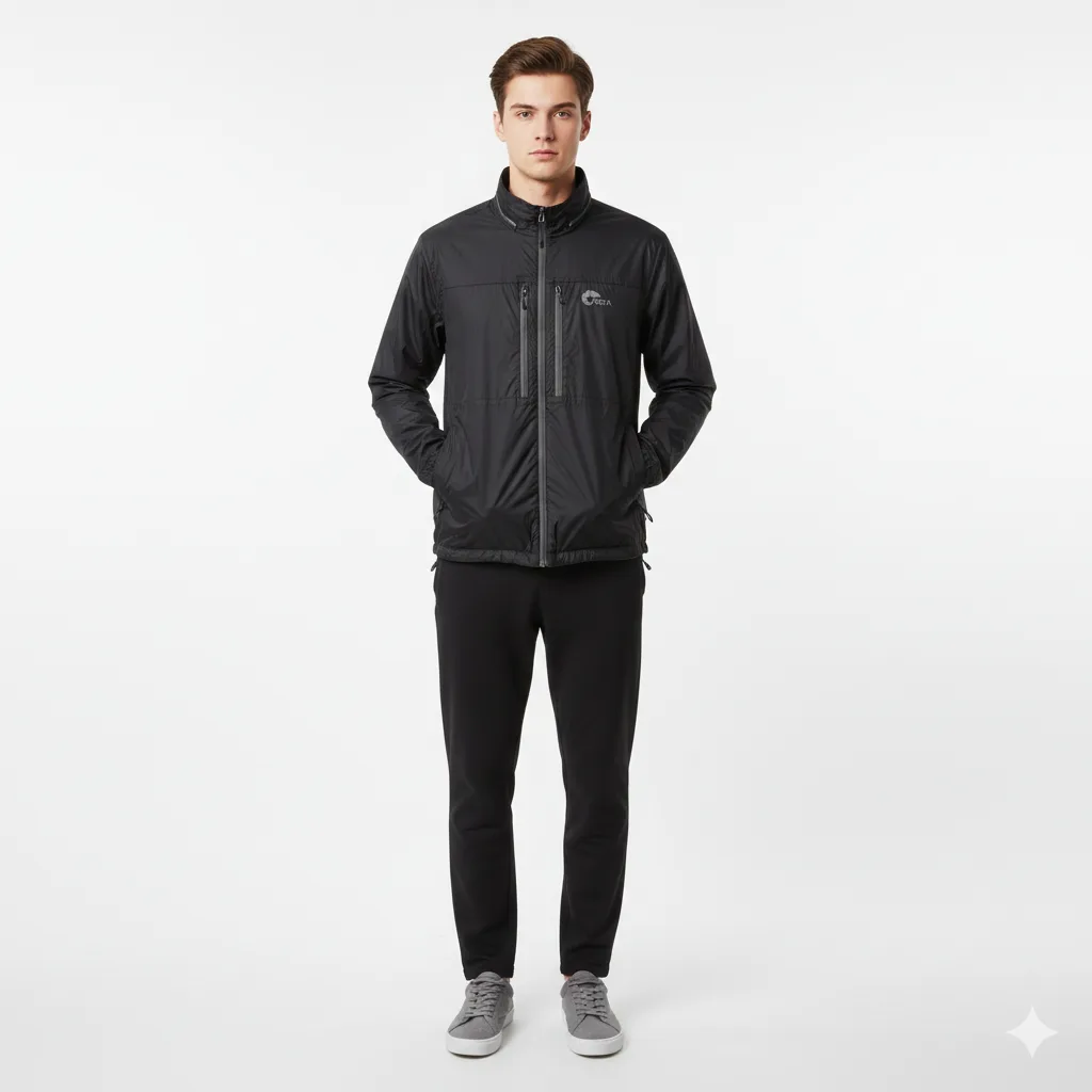 Nepa Black Windbreaker Jacket front view