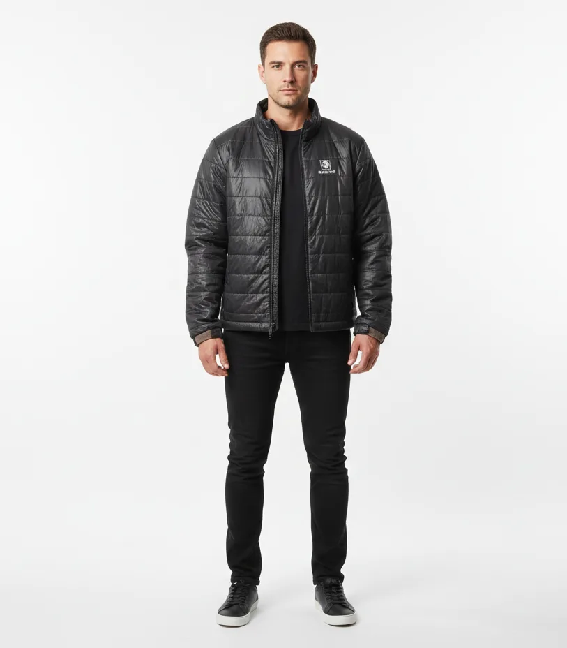 Black Yak Black Puffer Jacket front view