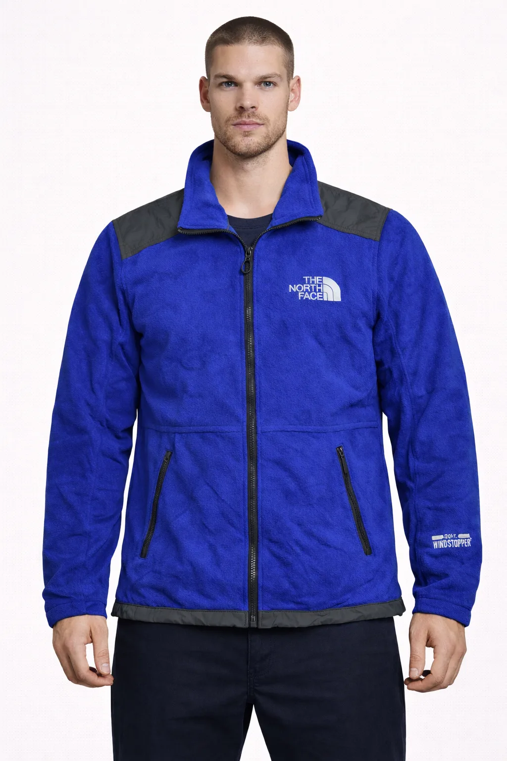 The North Face Blue Fleece Jacket front view