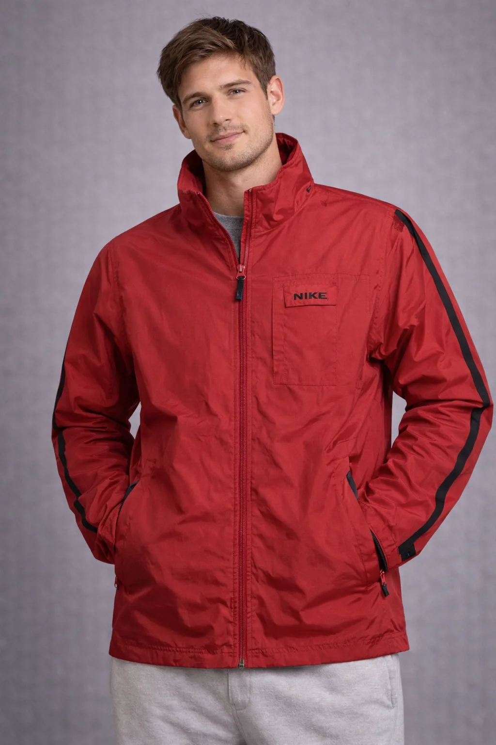 Nike Red Windbreaker Jacket front view