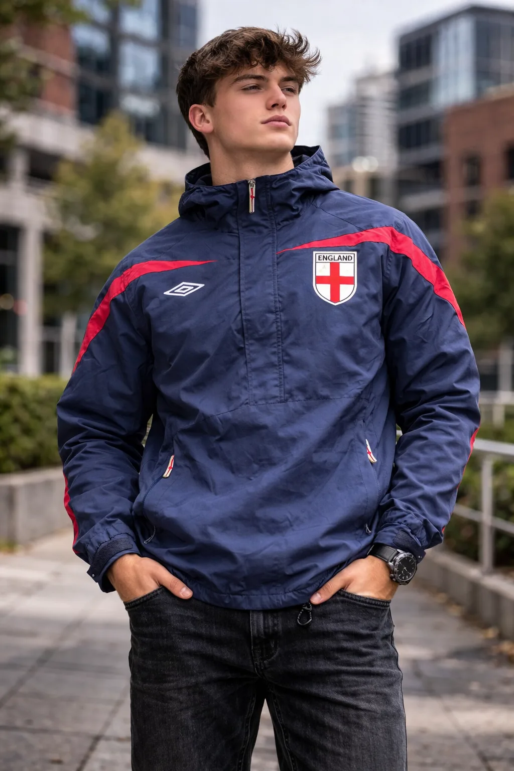 Umbro Navy Jacket front view