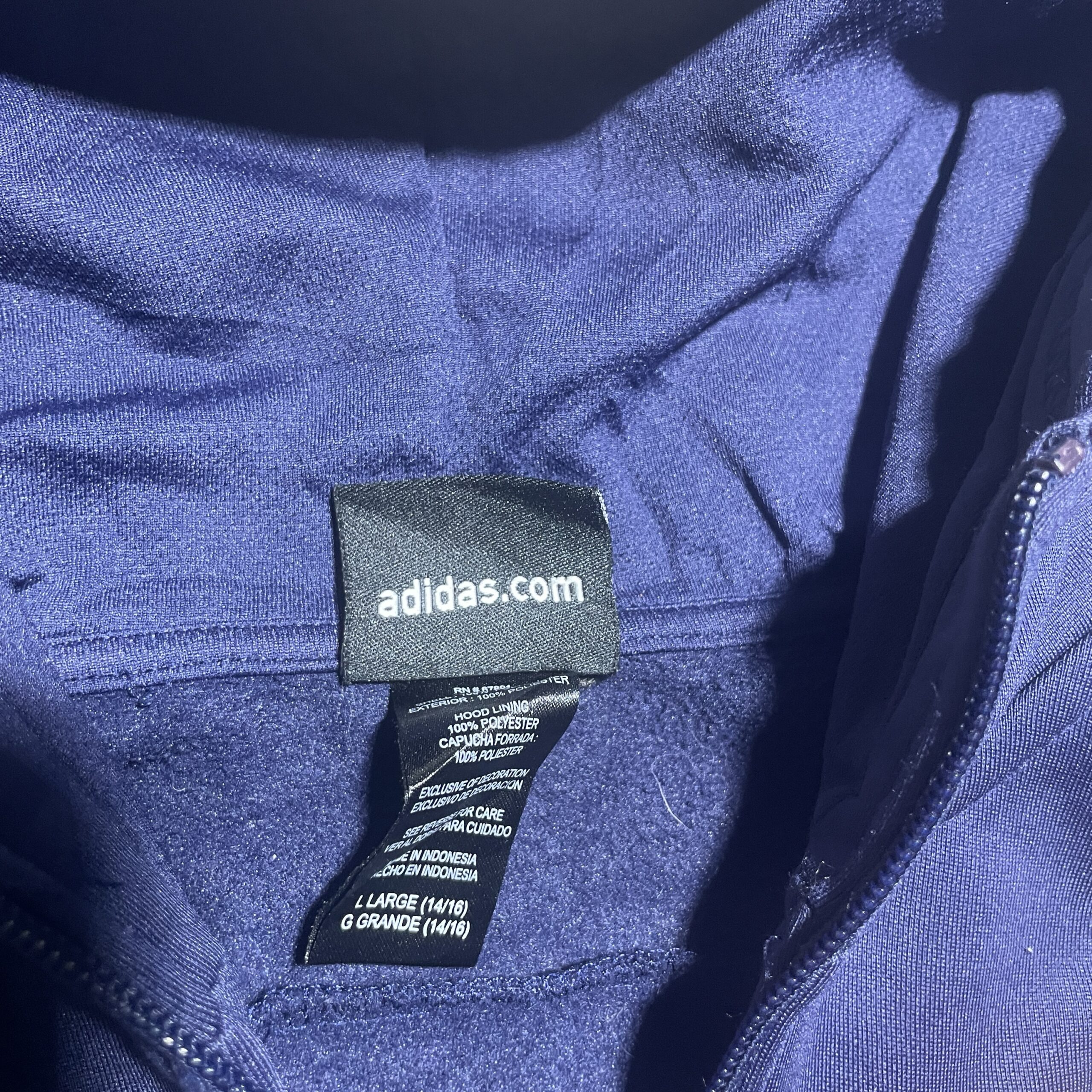 Adidas Navy Hoodie back view