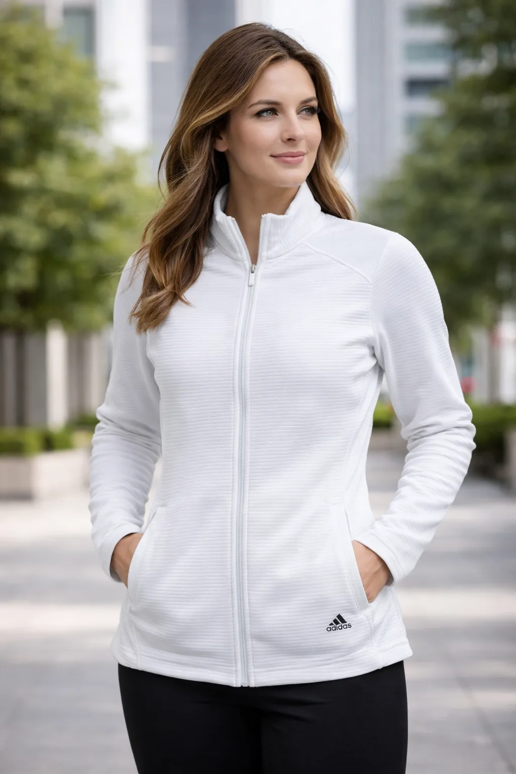 Adidas White Track Jacket front view