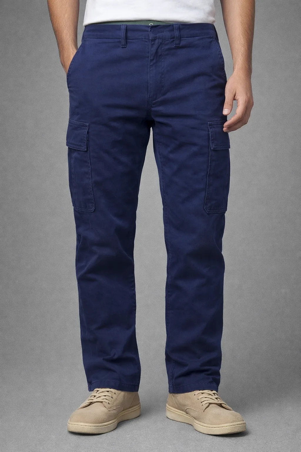 Zara Navy Cargo Pants front view