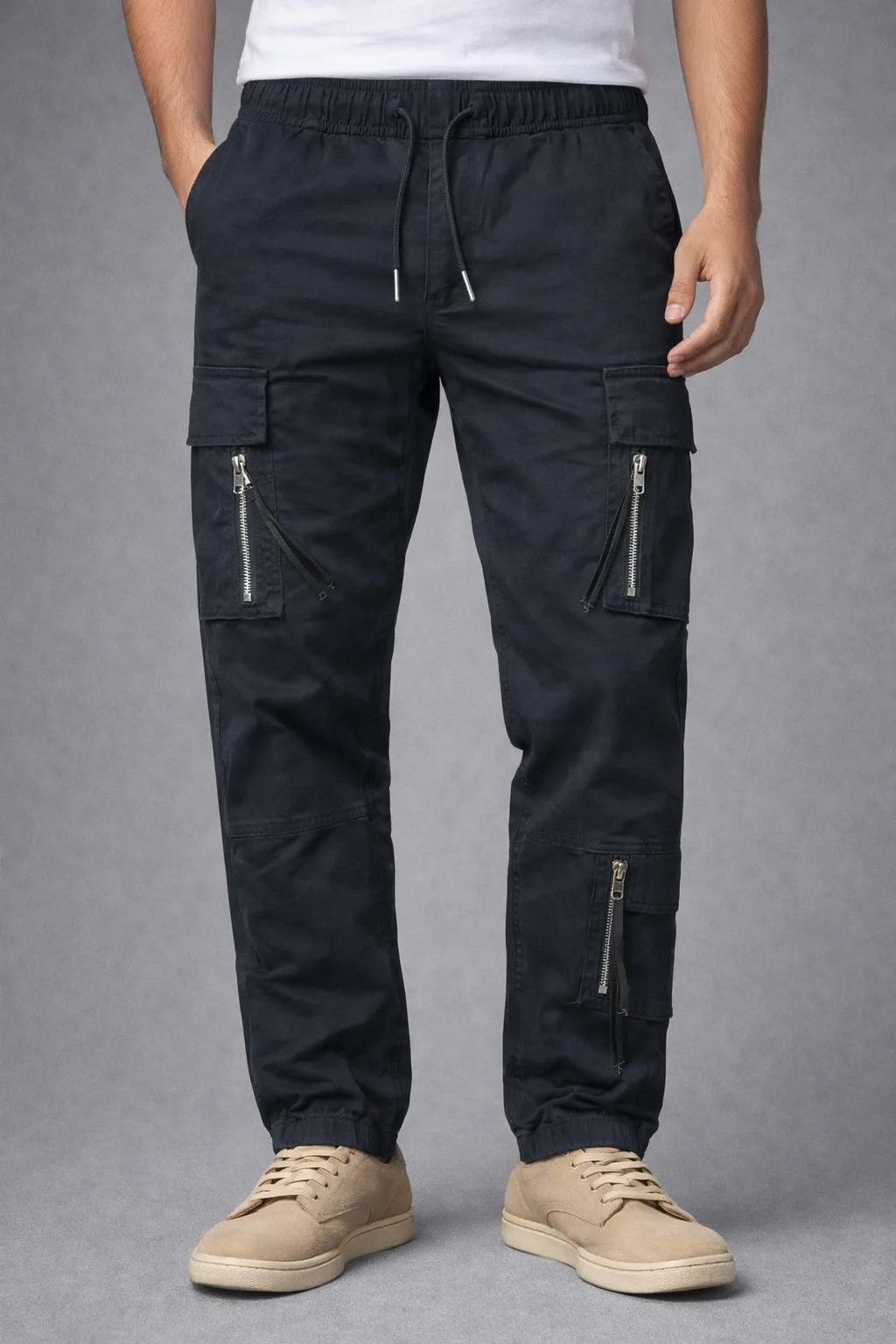 Black Cargo Pants front view