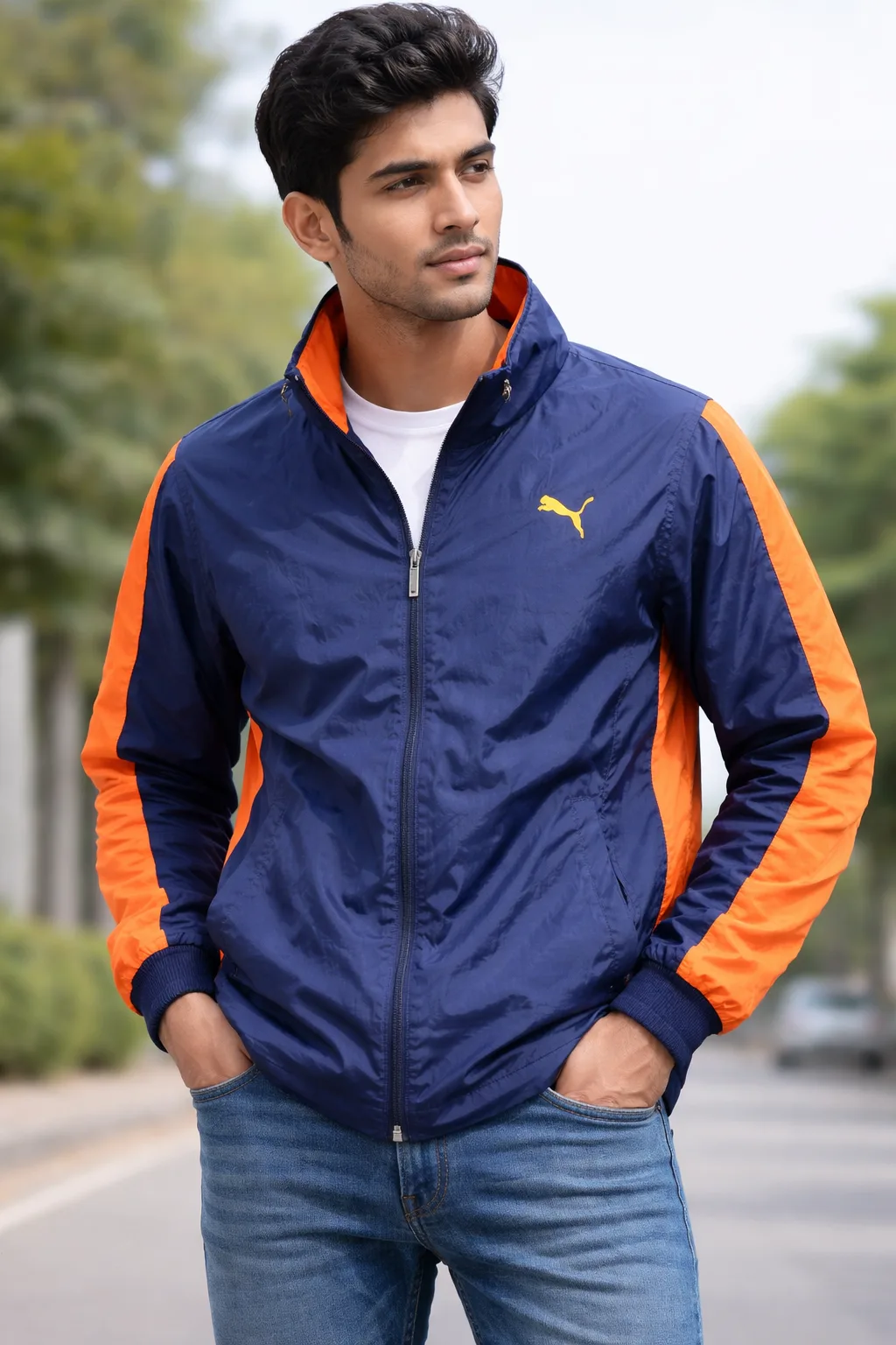 Puma Navy Windbreaker Jacket front view