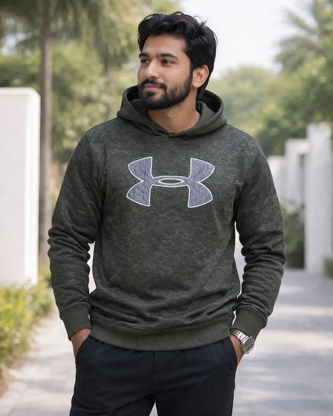 Under Armour Green Hoodie front view