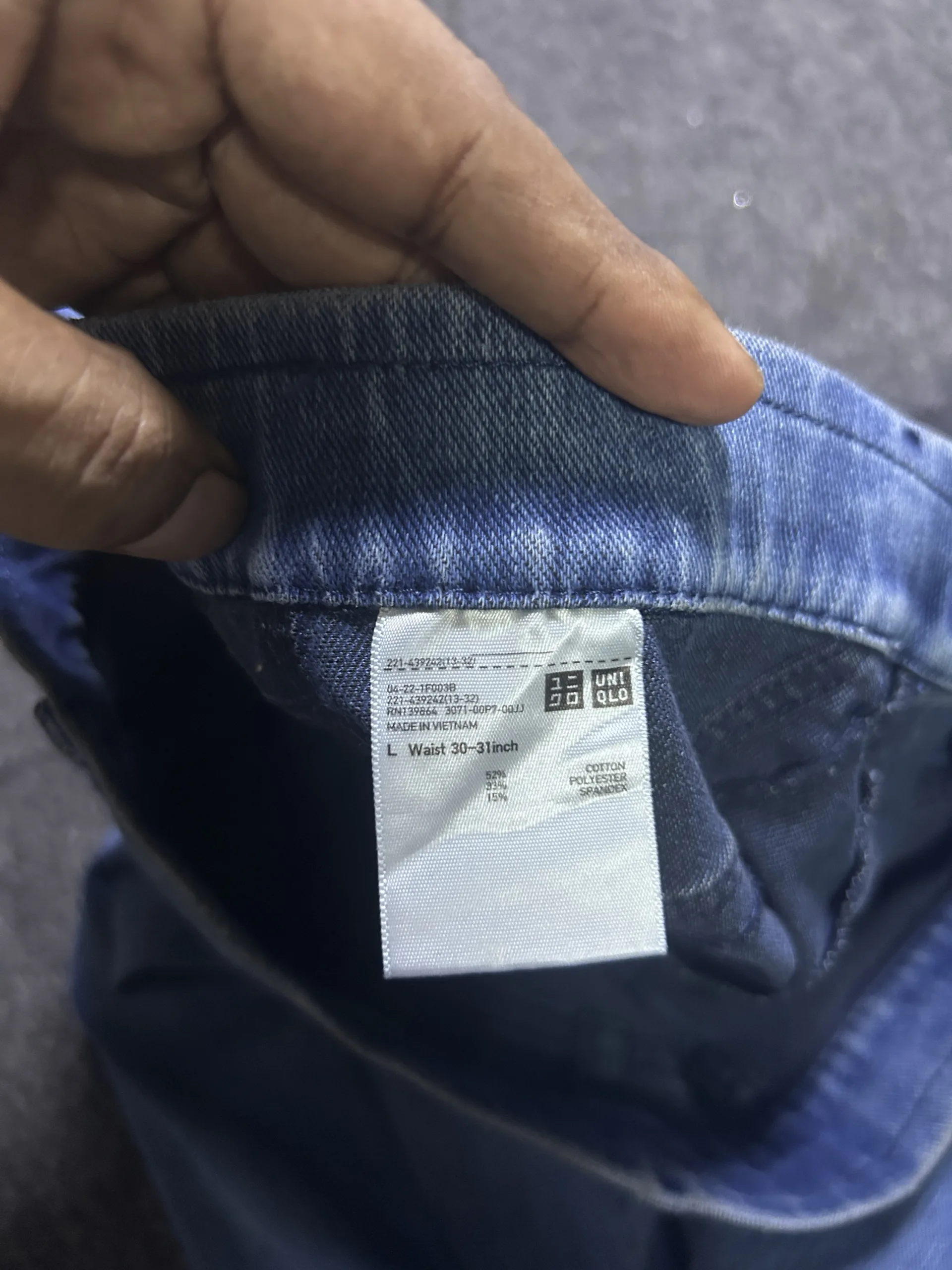 Uniqlo Blue Jeans back view