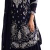 Azharexport Women's Faux Georgette Sequins & Thread Work Straight Kurta With Sharara Suit and Dupatta Set