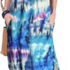 Arolina Women's Summer Maxi Dress Short Sleeve V Neck Casual Loose Long Beach Split Dresses with Pockets