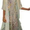 Akivide Womens Two-Piece Set Floral Print Midi Dress with Cardigan Chiffon Sleeveless Plus Size Wedding Guest Dresses