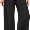 ZOOSIXX Soft Black Pajama Pants for Women, Wide Leg Comfy Casual Lounge Yoga Capri Pants 22'' / 30''