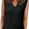 BLENCOT Casual Summer Tank Tops for Women Blouses Sleeveless Ruffled V Neck Loose Tshirts