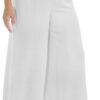 Yehopere Palazzo Pants for Women Dressy Flowy Chiffon Double Layers Summer Boho Wide Leg Casual Lounge Pants Trouser