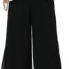 Women's Wide Leg Chiffon Dress Palazzo Pants Casual Split Hem Summer Trousers Party Club Pant