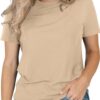 REORIA Womens Summer Crewneck Short Sleeve Cotton Tunic Tops Loose Fit Solid T Shirts 2025 Basic Tees
