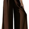 Palazzo Pants for Women Dressy Summer Casual Boho Chiffon Wide Leg Pants Elegant Flowy Beach Pants