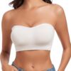 WOWENY Women's Strapless Bra Non-Slip Silicone Wireless Bandeau Bras with Support Seamless Padded Bralette Tube Top Bra