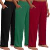 Neer 3 Pack Women Plus Size Wide Leg Yoga Pants High Waist Sweatpants Plus Size Palazzo Pants Lounge with Pockets