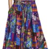 YESNO Women Wide Leg Pants Summer Floral Boho Palazzo Pants Casual High Waisted Flowy Crop Trousers with Pockets PSC