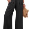 ANRABESS Womens Pants Wide Leg High Waisted Palazzo Pants Summer Flowy Beach Lounge Casual Trousers with Pockets