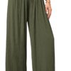 GRACE KARIN Women Wide Leg Pants Pleated Work Dress Pants Elastic Waisted Pull on Business Casual Trousers with Pockets