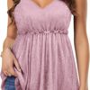 Nlife Women Flattering Sparkly Peplum Cami Top Glitter V Neck Sleeveless Blouse Shimmer Party Date Night Holiday Club Outfit