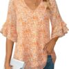 VALOLIA Womens Blouses 3/4 Sleeve Dressy Tops Business Casual Double Layers Shirts