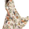 Summer Floral Print Maxi Dress Women Button Up Split Long Flowy Bohemian Beach Party Dresses