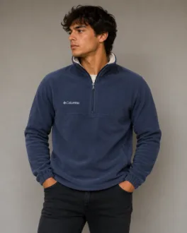 Columbia Navy Blue Half Zip Men’s Fleece Sweater XL