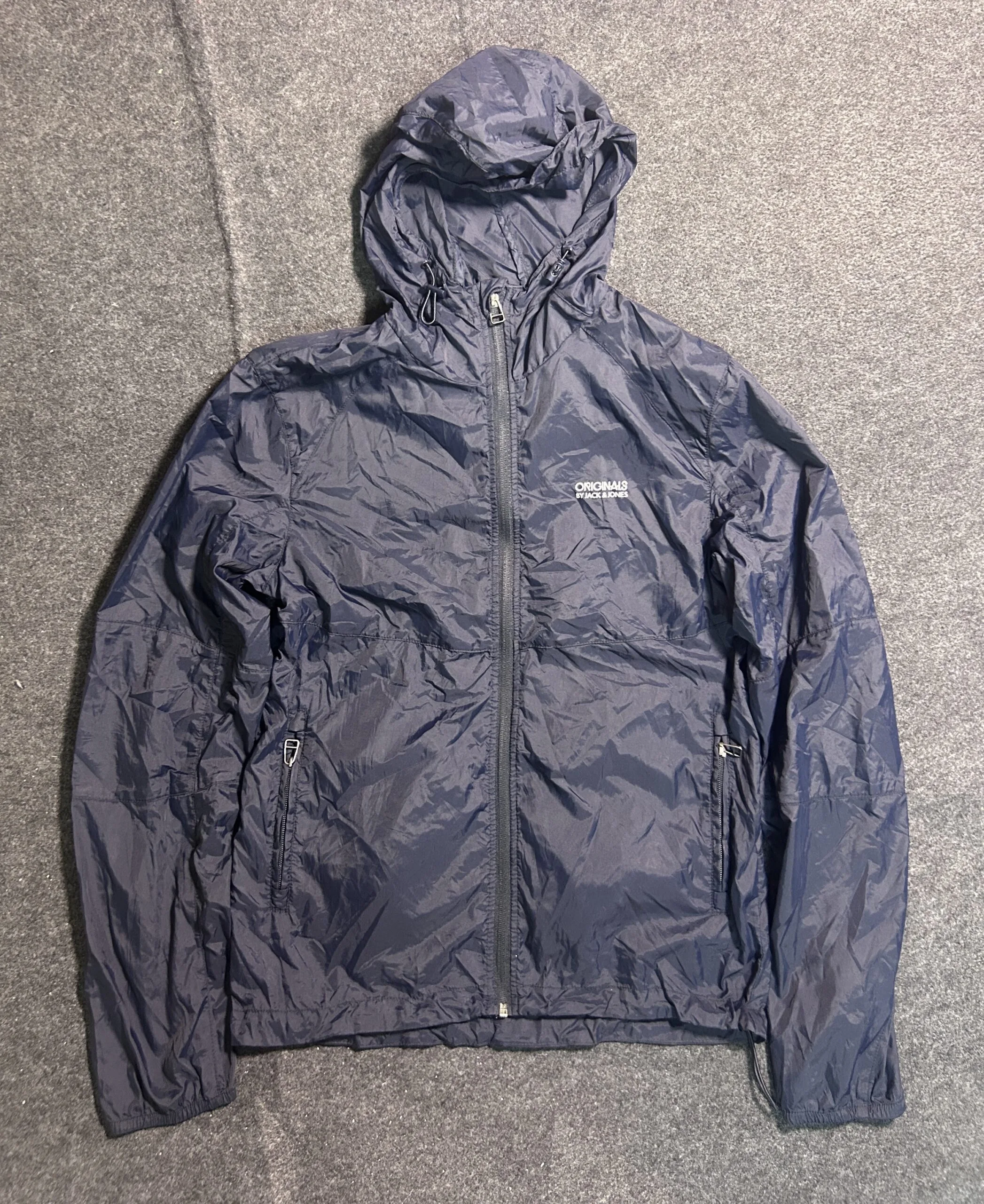 Jack & Jones Originals Lightweight Hooded Waterproof Windbreaker Jacket Navy | M