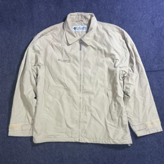 Columbia Beige Lightweight Windbreaker Jacket | Waterproof Outdoor Full Zip Jacket | XXL